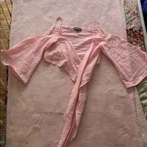 Pink and white gingham crop top